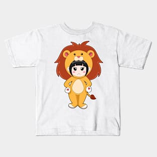 Child with Lion Costume Kids T-Shirt